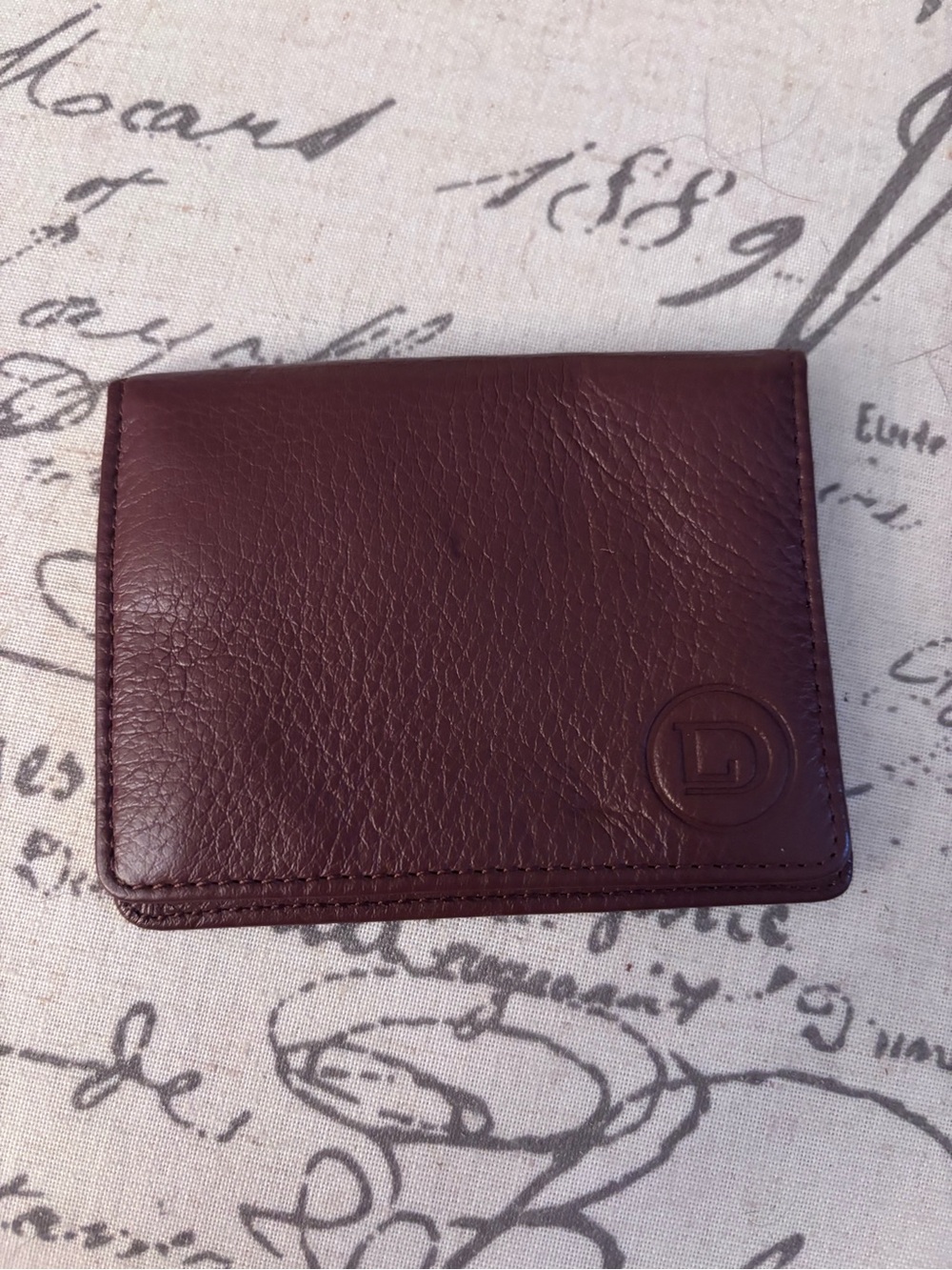 Danier Brown Leather Card Wallet with Debossed Logo